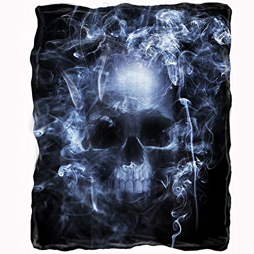 Skull Smoke Sherpa Fleece Blanket (Throw 60"x80")