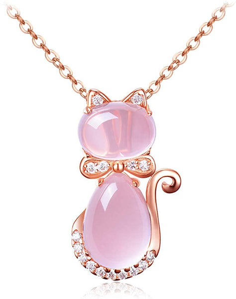 Lovely 18K Gold Plated  Cat Design Pendant Chain Necklace