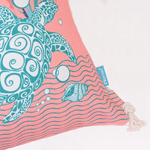 Coral Pink Sea Turtle Drawstring Backpack