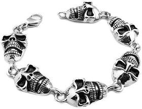 Men Skull Bracelet - Stainless Steel - 8.5 inches