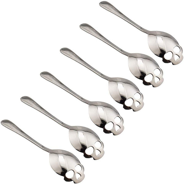 Set of 6 Stainless Steel Skull Spoon