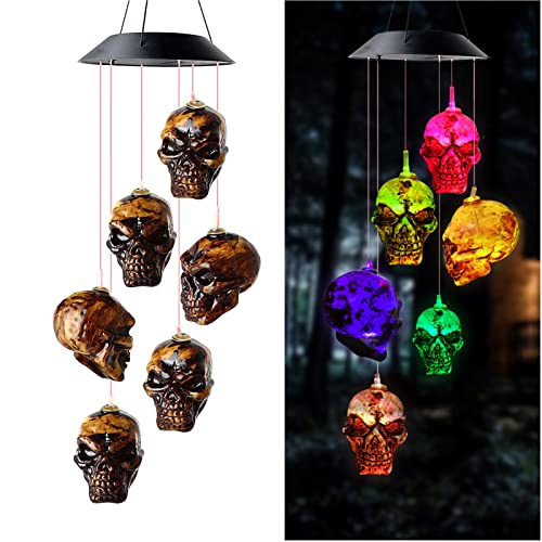 Skull String Color Light Solar Wind Chime