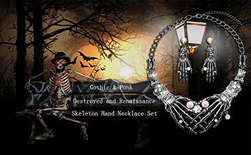 Skeleton Choker Statement Necklace Earrings Jewelry Set