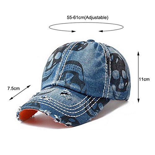 Unisex Casual Denim Skull Adjustable Hat