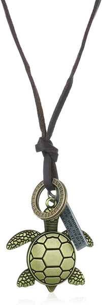 3pcs/Pack Leather Beads Novelty Sea Turtle Pendant Necklace