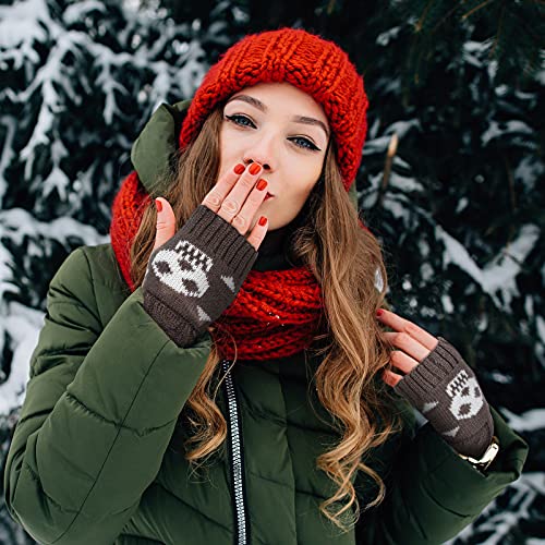 2 Pairs Women Knit Arm Warmers Fingerless Gloves