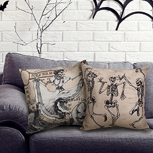 Vintage Skull Throw Pillow Covers 18x18 Inch Set of 4