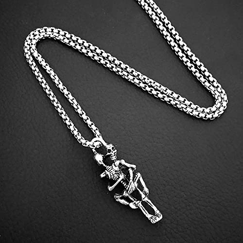 Retro Skull Never Leave Couple Necklace