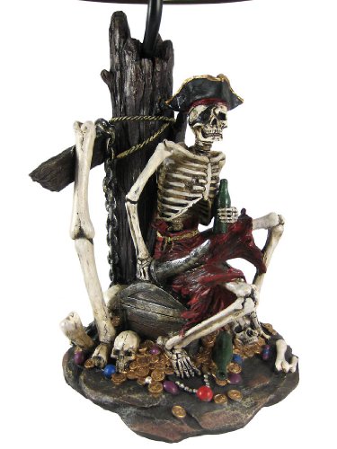 Skeleton Pirate Treasure Table Lamp With Shade