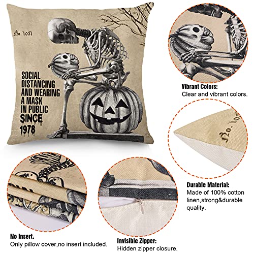 Vintage Skull Throw Pillow Covers 18x18 Inch Set of 4