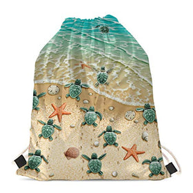 Baby Sea Turtles On Beach Drawstring Backpack