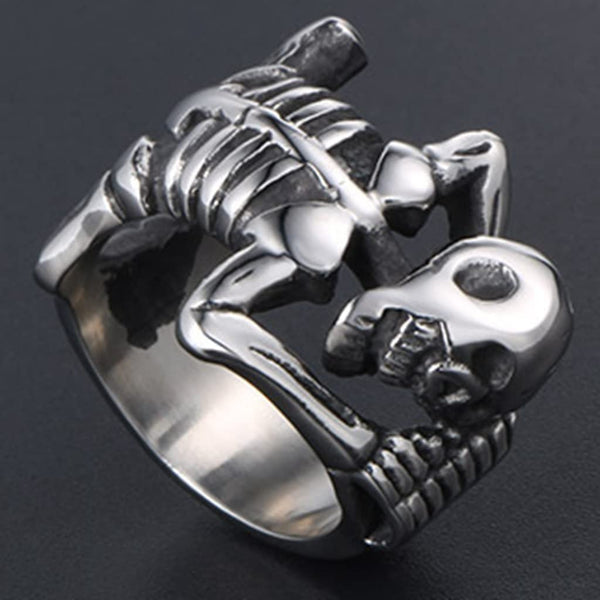 Vintage Skeleton Skull Death Statement Ring