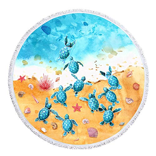 Sea Turtle Round Beach Towel Blanket - 59 Inches