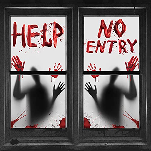 2PCS Halloween Haunted House Decoration Window Door Cover