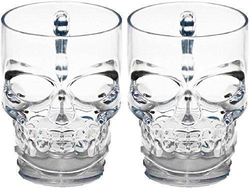 Set of 2 Skull Face Beer Mugs 17.6 oz.