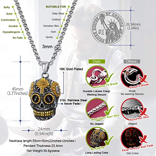 Stainless Steel Gothic Skull Necklace