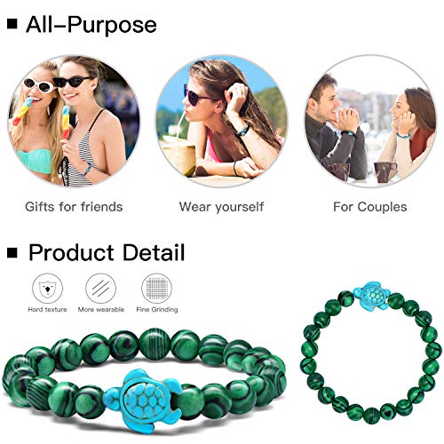 10 Pieces Sea Turtles Beads Bracelet Natural Stone Elastic