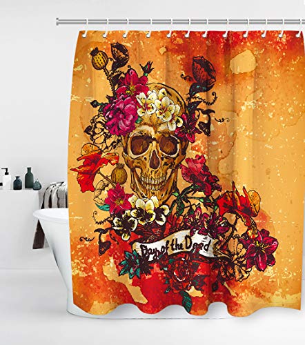Day of The Dead Sugar Skull Shower Curtain with 12 Hooks