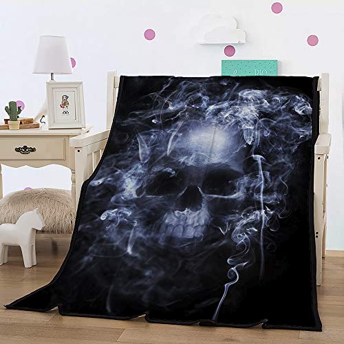 Skull Smoke Sherpa Fleece Blanket (Throw 60"x80")