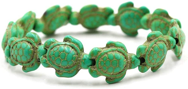 2 Pcs Turtle Natural Stone Bead Adjustable Bracelet