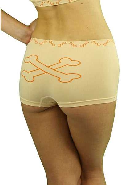 Women Nylon Stretch Skull & Crossbones Boyshorts
