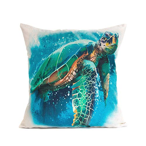 Sea Turtle Cotton Linen Pillow Cover 18 x 18 Inch