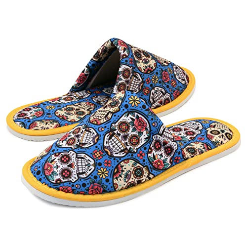 Women Sugar Skull Home Slippers Size 7 to 8