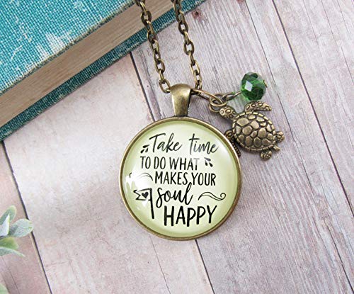 Handmade 24" Turtle Take Time to Make Soul Happy Necklace