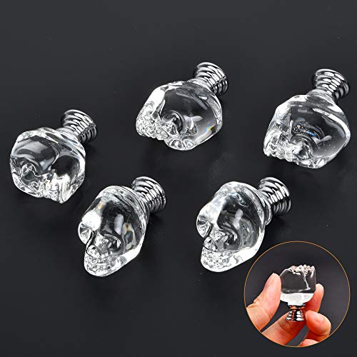 8 Pcs Crystal Skull Glass Furniture Door Knobs Handle