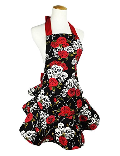 Retro Floral Skull Aprons