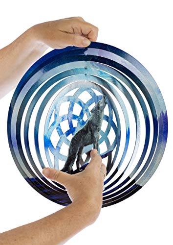 Wolf Dreamcatcher Kinetic 3D Metal Outdoor Garden Decor Wind Spinner