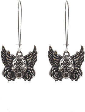 Butterfly Skull Dangle Earrings