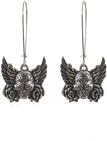 Butterfly Skull Dangle Earrings