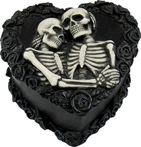 To Have & To Hold Skeleton Black Rose Keepsake Jewelry Trinket Box 5-inch