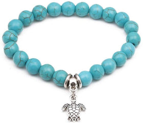 Vintage Turtle Turquoise Beaded Stretch Bracelet