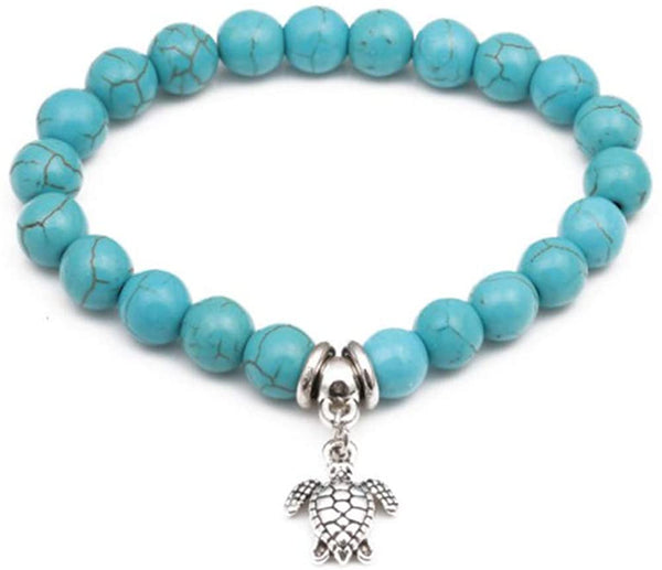 Vintage Turtle Turquoise Beaded Stretch Bracelet