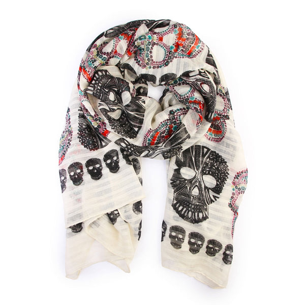 Sugar Skull Print Scarf Wrap