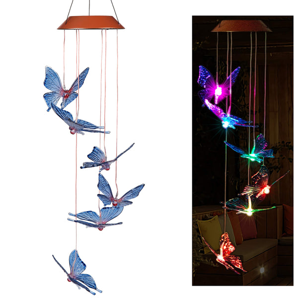 LED Color Changing Solar Butterfly Wind Chime