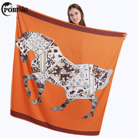 Twill Silk Horse Print Scarf
