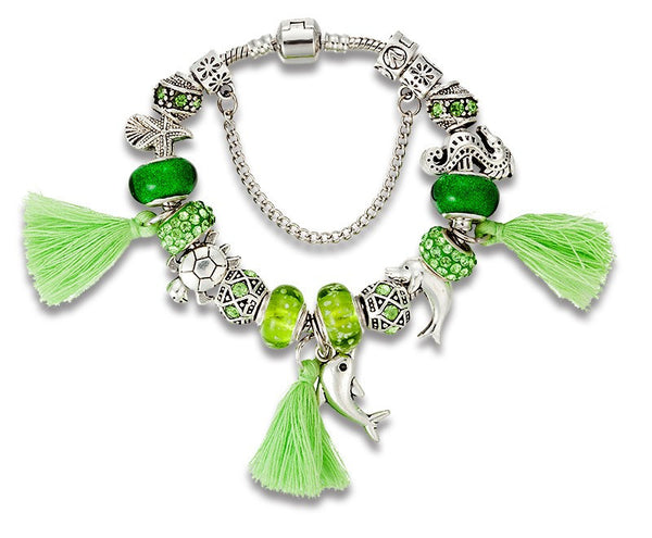 Green Tassel Dolphins Charm Bracelets - Free Shipping!