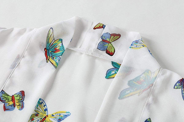 Butterfly Loose Chiffon Kimono Cardigan Beach Swim Cover Up Blouse