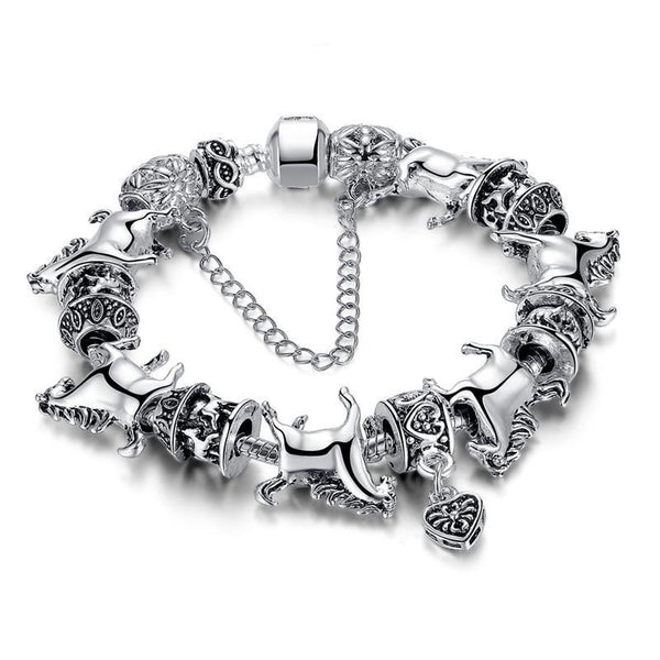 Silver Horse Charm Bracelet