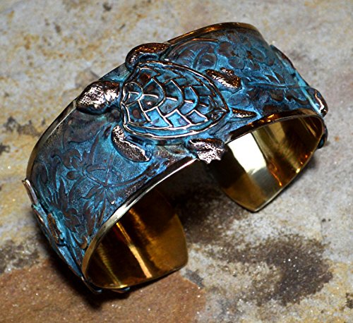 Solid Brass Sea Turtle Cuff Bracelet
