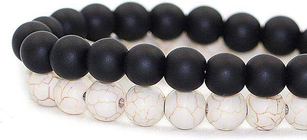 2PCS Natural Stone Sea Turtle Elastic Beads Bracelets