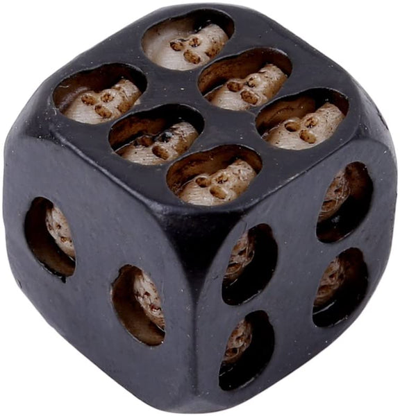Hand Carved Set of 5 Pcs Black Skull Novelty Dice