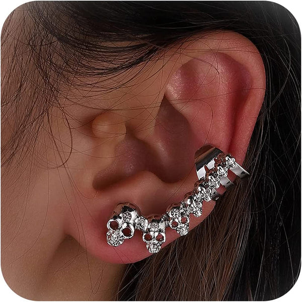 Skull Ear Cuff Layered Piercing Earrings