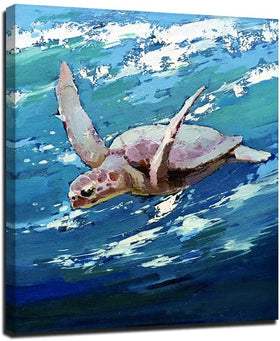 Sea Turtle Water Color Wall Art 12"x16" Framed