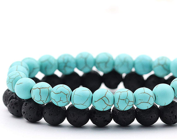 2PCS Natural Stone Sea Turtle Elastic Beads Bracelets