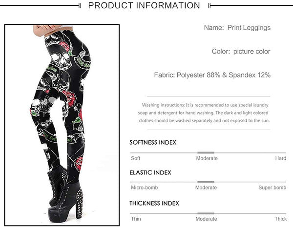 Skulls Rose Elastic Legging