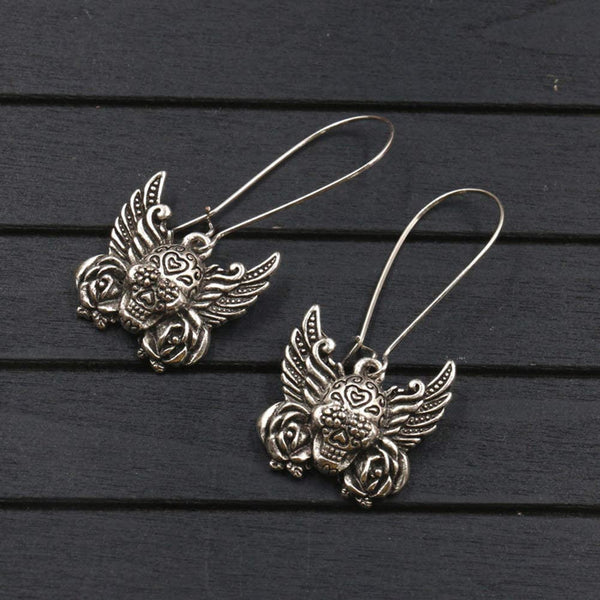 Butterfly Skull Dangle Earrings